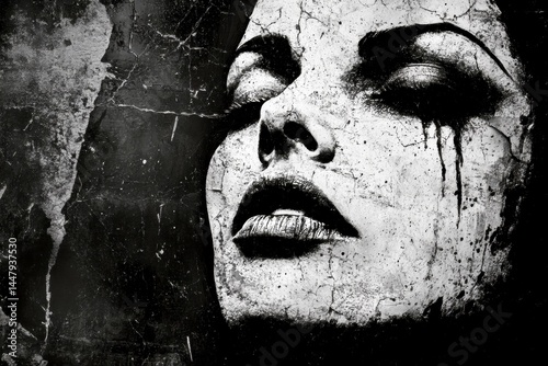 Obraz na płótnie Mental clarity. Dark thoughts. Depression care. Discrimination - cause of depression: abstract image of health condition. Metaphorical discrimination feelings of a loss of pleasure or interest. w salonie