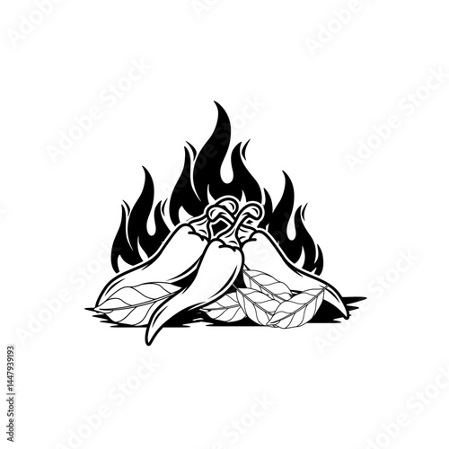 chili sauce vetor. chili logo. chili illustration. vintage chili sauce logo.