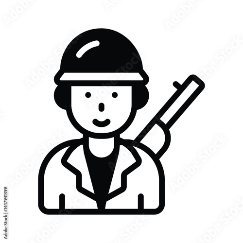 Ready to use glyph icon depicting hunter with gun