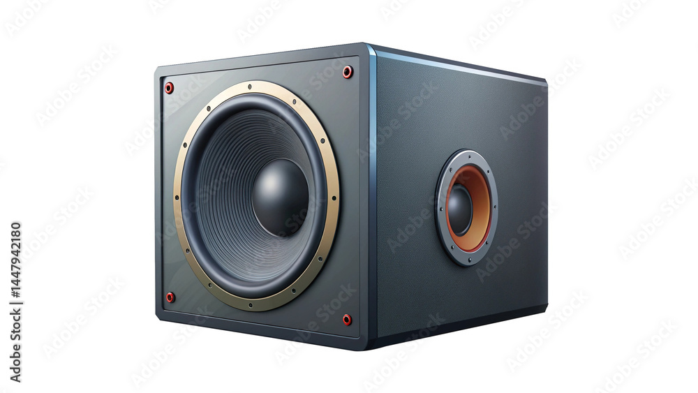 Obraz premium Realistic rendering of a powerful subwoofer speaker for audiophiles and enthusiasts