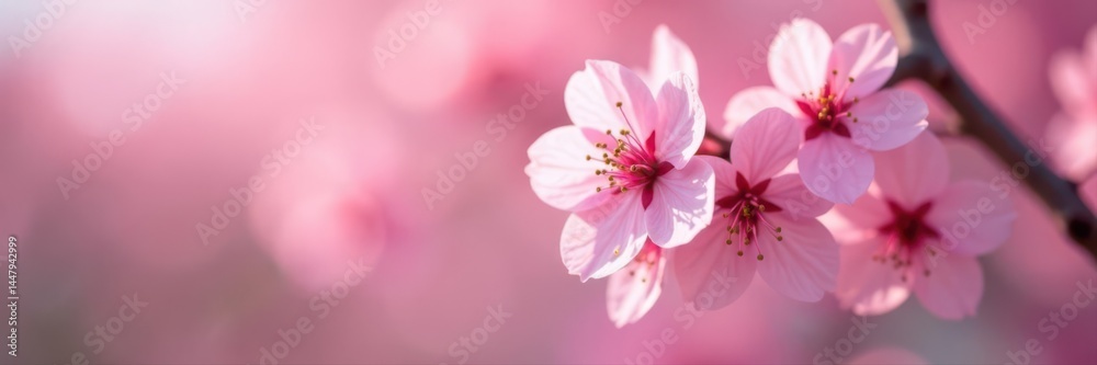 Obraz premium Delicate pink cherry blossoms in full bloom, springtime macro shot , beautiful, season