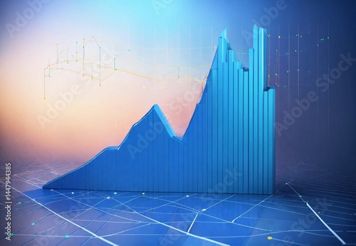 business graph on a red background