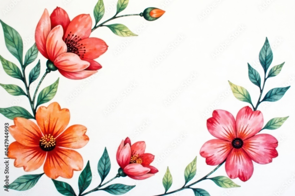 Fototapeta premium Watercolor floral abstract art Minimalist hand-painted design , soft, hand-painted