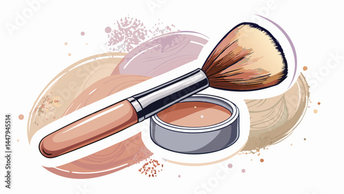 A gentle makeup brush kisses fine loose powder.
Minimalist elegance on a clean white canvas.
Delicate textures meet refined feminine grace.
Perfect for modern vector design in cosmetics.