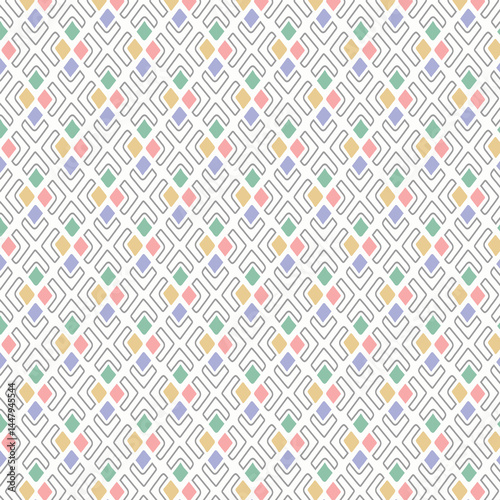 pastel color tribal vector seamless pattern with doodle elements. aztec fancy abstract geometric art print. ethnic hipster background. hand drawn. Wallpaper, cloth design, fabric, tissue, textile