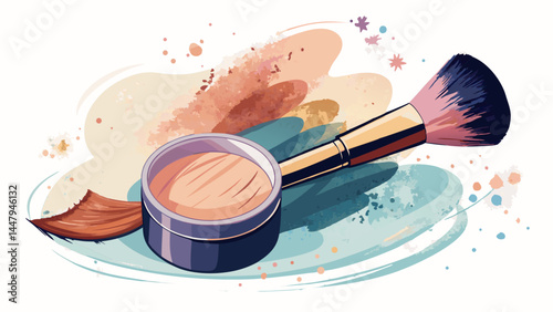 A gentle makeup brush kisses fine loose powder.
Minimalist elegance on a clean white canvas.
Delicate textures meet refined feminine grace.
Perfect for modern vector design in cosmetics.