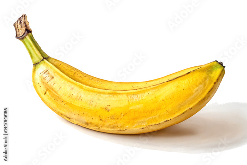 A  banana, a healthy and sweet tropical fruit, isolated on a fresh white background.