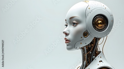 Elegant humanoid robot with advanced AI. Perfect for illustrating technology, future concepts, and innovation.