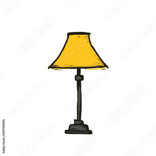 Yellow table lamp illustration on a white background  