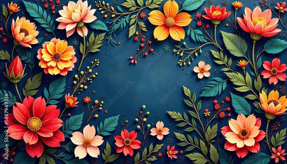 Fototapeta premium Intricate floral motifs create a continuous design , flower, spring