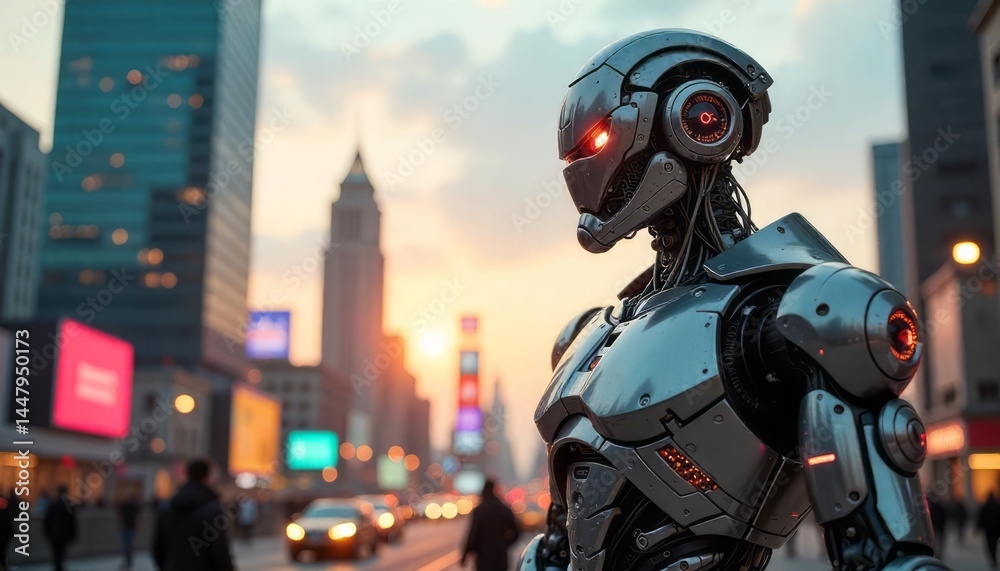 Robot in City Landscape Robot in City Landscape