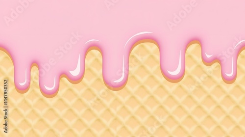 Vibrant pink ice cream in a waffle cone. Perfect for summer promotions, dessert menus, or cheerful backgrounds.