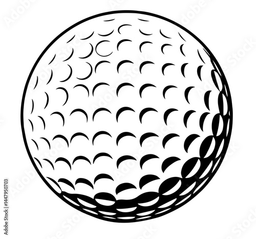 Golf Ball Icon with Dimples, Symbolizing Professional Golf, Sports Equipment, Certification by R&A and USGA, High-Quality Golf Gear for Sports Branding and Marketing

