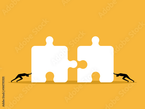 Solve business problems, Two businessmen are trying to solve puzzles