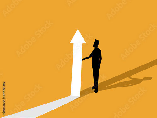 Success, Businessman holding up arrow graph