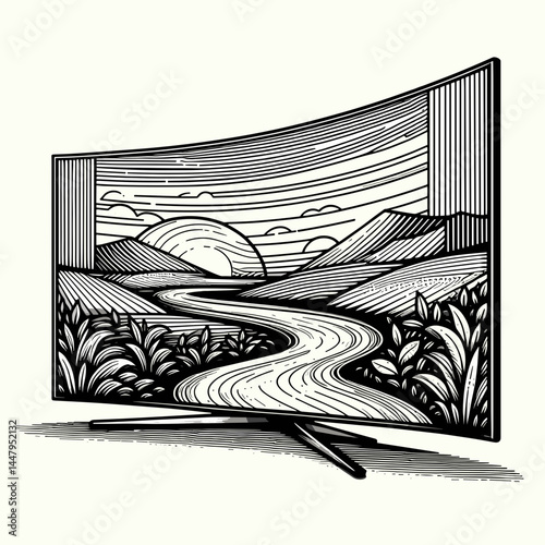 Curved TV Mockup