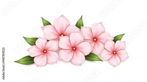 Delicate pink flowers with green leaves, perfect for wedding or event designs. Captivating and elegant, ideal for adding a touch of romance to any project.
