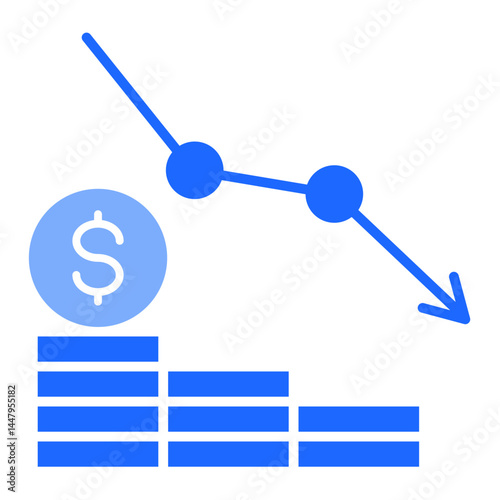 Profit Decline  Icon Element For Design	