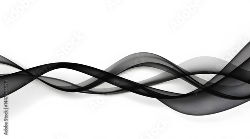 Abstract black and white waves flowing dynamically. Modern design element, ideal for backgrounds and digital art.