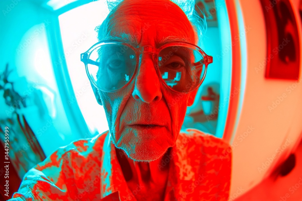 Aging struggles. Aging eyes. Parkinson's disease - challenge in old age: abstract image of health condition. Aging population. Metaphorical parkinson's disease awareness of a growing old.
