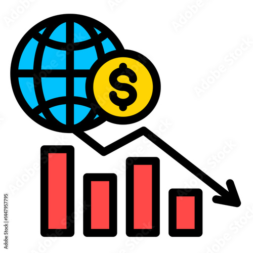 Economic Downturn  Icon Element For Design	