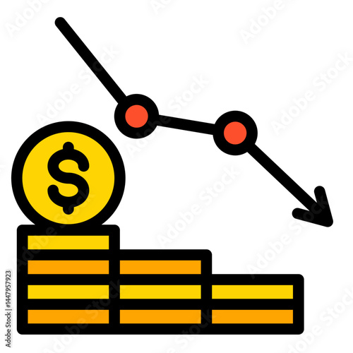 Profit Decline  Icon Element For Design	