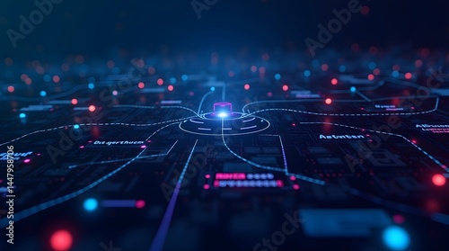 Abstract network visualization showing unauthorized agents being denied service due to system load. Best for illustrating cybersecurity, data protection, and network issues.