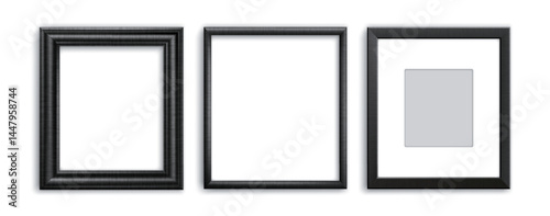 Realistic Black Photo Frame Template