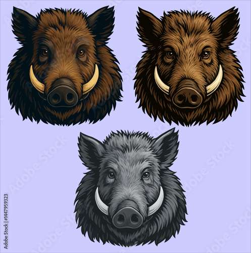 wild boar head vector.eps