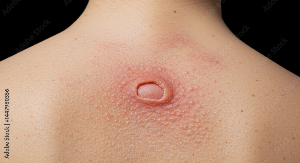 Fototapeta premium Examining Skin Condition with Wound Healing on Human Back