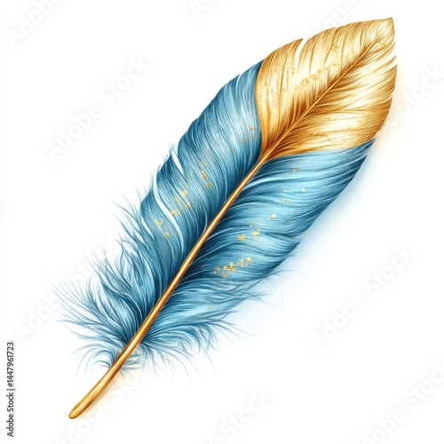 Light and soft blue and white bird feather