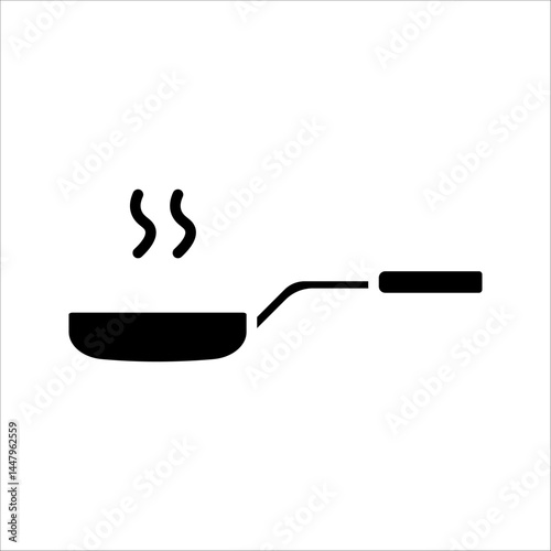 frying pan vector icon set in black color. vector illustration on white background.