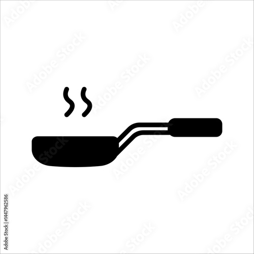 frying pan vector icon set in black color. vector illustration on white background.