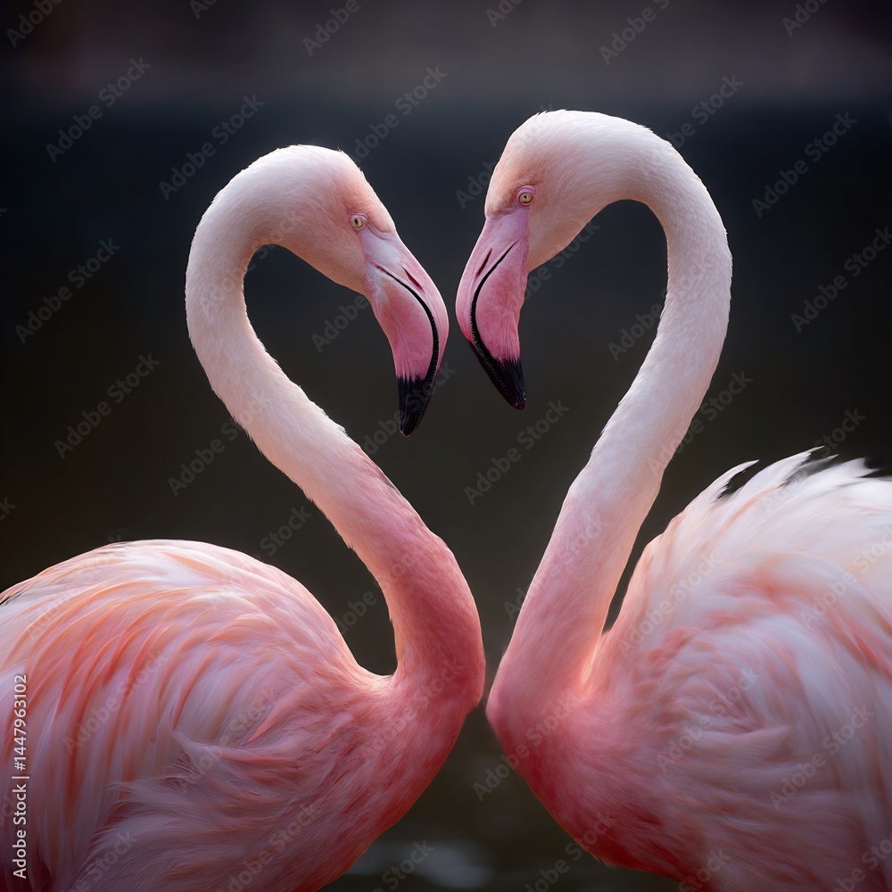 Naklejka premium Flamingo heart silhouette.