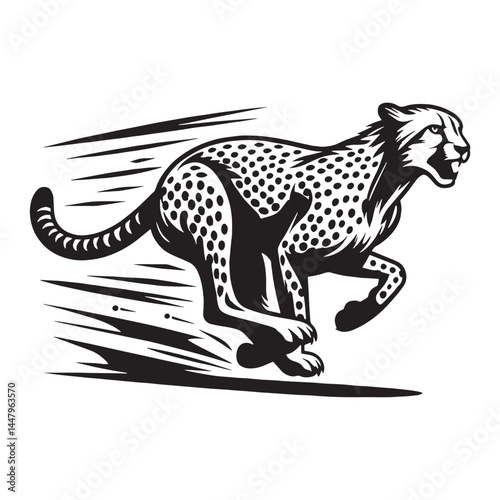 Bold sprinting cheetah silhouette vector designed for dynamic artwork – cheetah silhouette – cheetah vector – cheetah illustration – silhouette of cheetah

