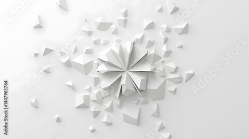 Abstract white geometric shapes on a white background. Best for modern design projects.