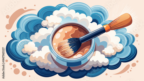 A brush swirls softly through loose shimmer dust.
Minimal color, maximum beauty impression.
White background brings focus to each stroke.
Great for coA brush swirlssmetic ads and minimalist designs.

