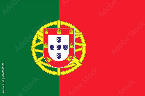 Portugal flag, official colors and proportion correctly. National Portugal flag. Vector illustration