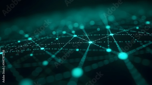 Abstract network connection background. Ideal for technology, science, and digital marketing projects. Features glowing nodes and lines on a dark backdrop.