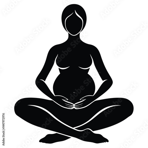 Silhouette of Pregnant Woman in Yoga Pose