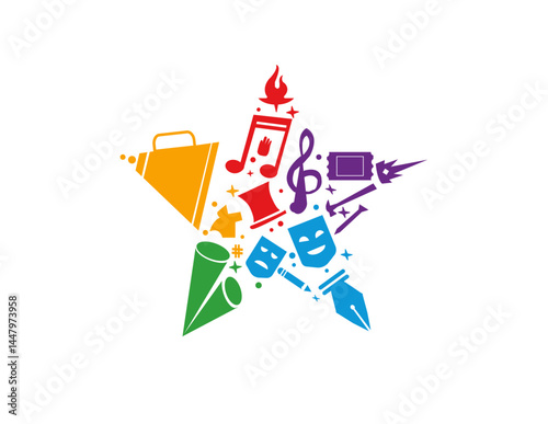  Colorful Star of Arts icon Representing Music, Drama, and Creativity