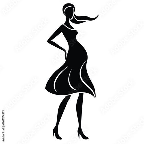Elegant Silhouette of a Pregnant Woman