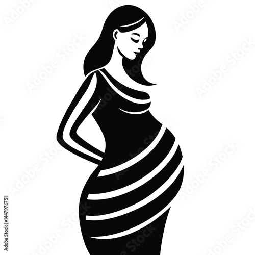 Elegant Silhouette of a Pregnant Woman