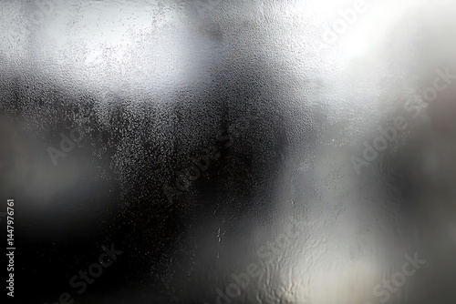 Wet Glass Texture with Water Drops, Abstract Weathered Surface, Faded Black Background