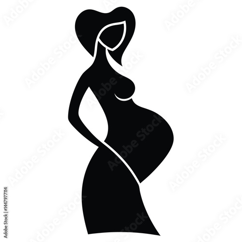Elegant Silhouette of a Pregnant Woman