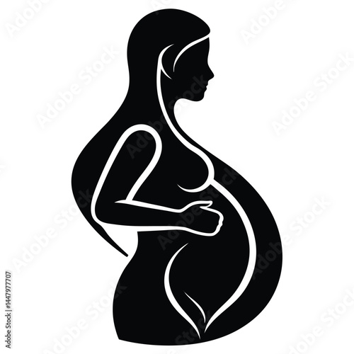 Elegant Silhouette of a Pregnant Woman
