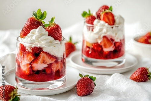 Strawberry dessert in glass cups