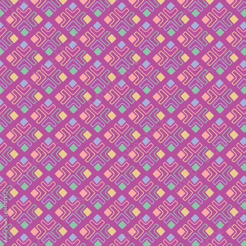 pastel color tribal vector seamless pattern with doodle elements. aztec fancy abstract geometric art print. ethnic hipster background. hand drawn. Wallpaper, cloth design, fabric, tissue, textile