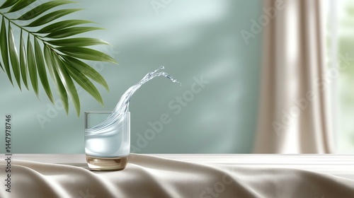 Refreshing splash from a glass of water.