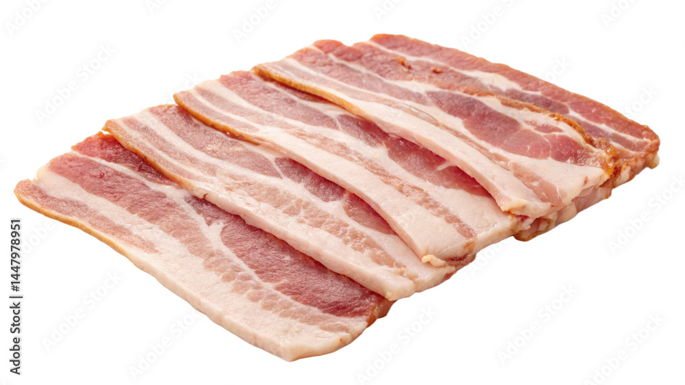 pieces of raw bacon isolated, transparent background, AI pieces of raw bacon isolated, transparent background, AI